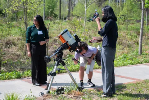  The Georgia Tech Astronomy Club set up telescopes for attendees to safely observe the sun.